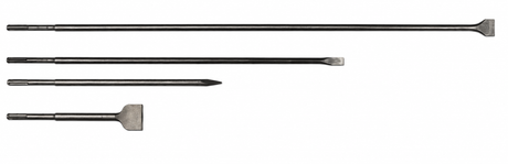 Four Madido percussion tools side by side, showing different overall lengths and point or chisel profiles.
