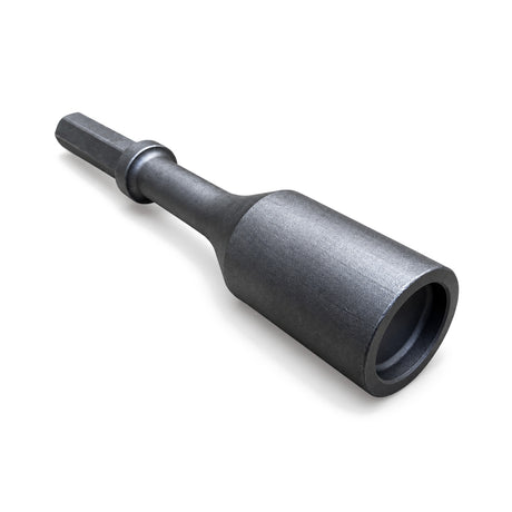 Madido railroad spike driver 1-1/8 inch hex shank, angled view of the hollow cup head