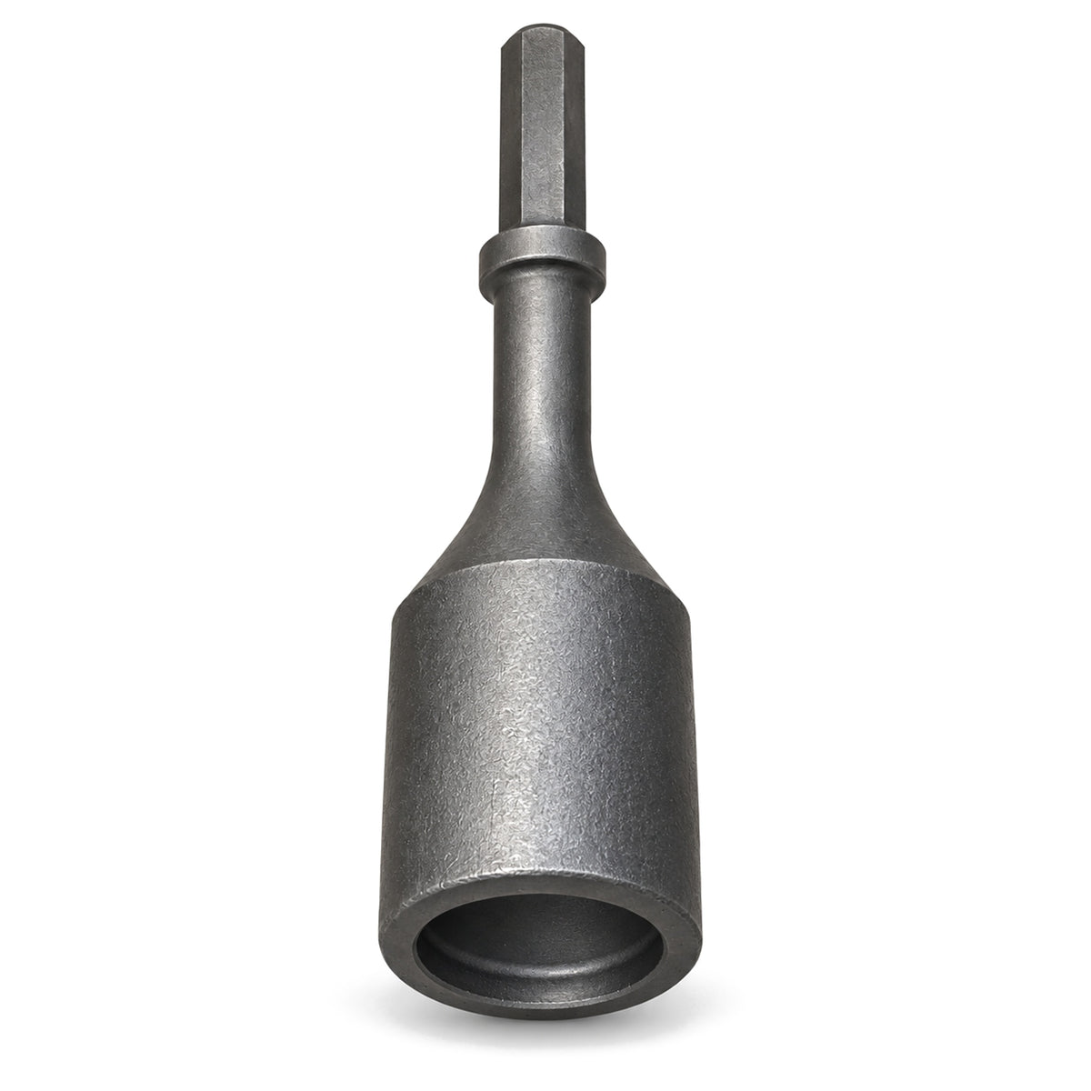 Madido railroad spike driver with hollow cup head and 1-1/8 inch hex shank on white background