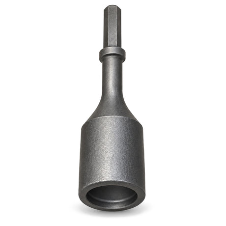Madido railroad spike driver with hollow cup head and 1-1/8 inch hex shank on white background